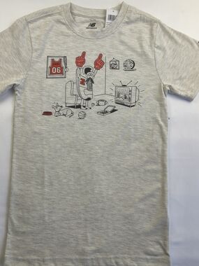 New Balance Light Gray Graphic Tee with Red Accent